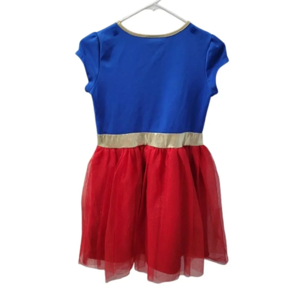 Disney Supergirl Dress Costume Short Cap Sleeves Red Blue Gold Girls Large 10/12